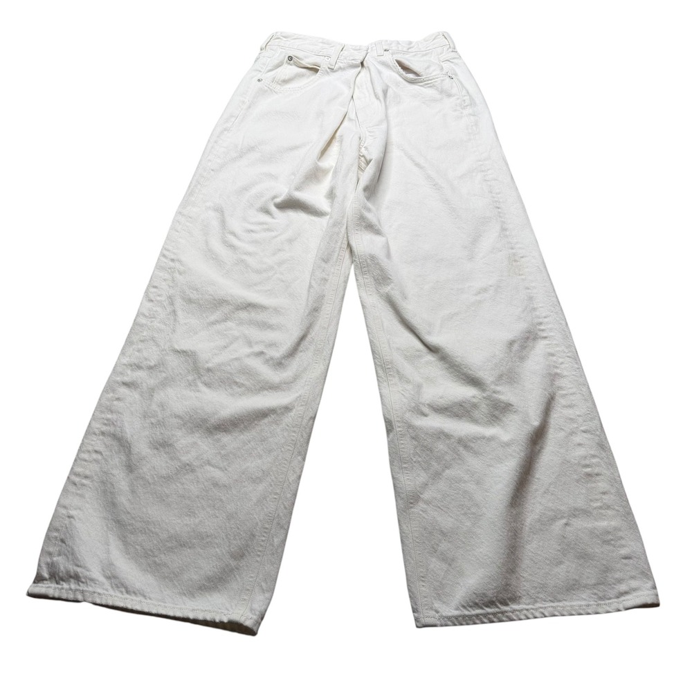 AGOLDE Vana Fold Jean Milkshake White Asymmetrical Wide Leg Women's Size 27